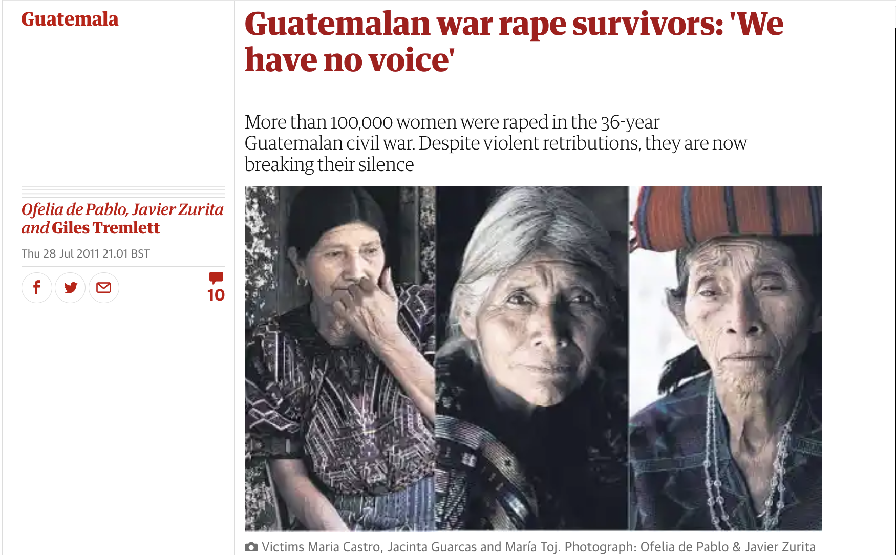 Ofelia de Pablo Javier Zurita The Guardian Invisible Genocide Guatemala
